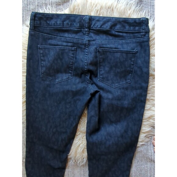 The Limited 678 Dark Wash Denim Leopard Print Jeans Sz 4 Skinny Straight Stretch - Picture 5 of 7